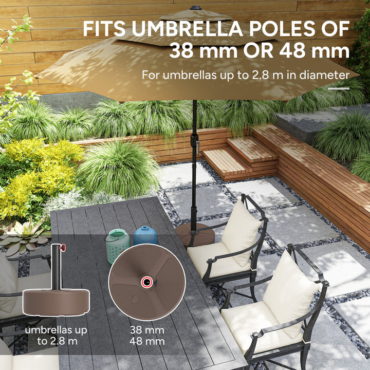 Round Garden Parasol Base, Garden Umbrella Stand Heavy Duty Parasol Base, Filled Up to 20kg with Stand or 18kg with Water for 38, 48 mm Poles, Black