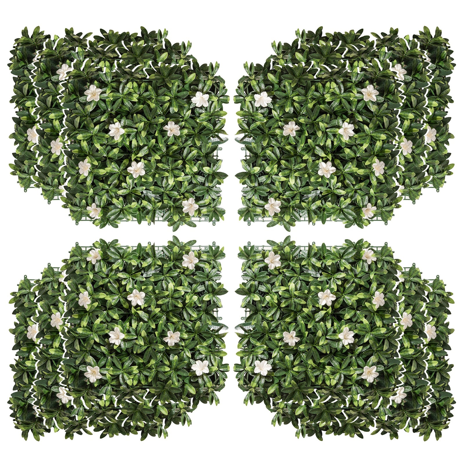 12PCS Artificial Boxwood Wall Panels 50cm x 50cm Rhododendron Privacy Fence Screen Faux Hedge Greenery Backdrop for Home Garden Backyard Balcony