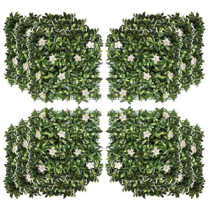 12PCS Artificial Boxwood Wall Panels 50cm x 50cm Rhododendron Privacy Fence Screen Faux Hedge Greenery Backdrop for Home Garden Backyard Balcony