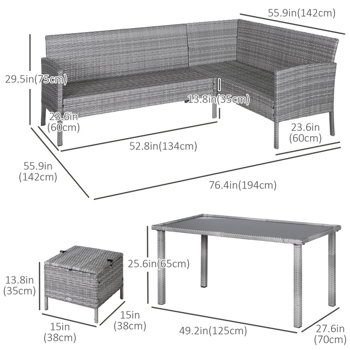 MCL 6-Seater Rattan Dining Set Sofa Table Footstool Outdoor w/ Cushion Garden Furniture