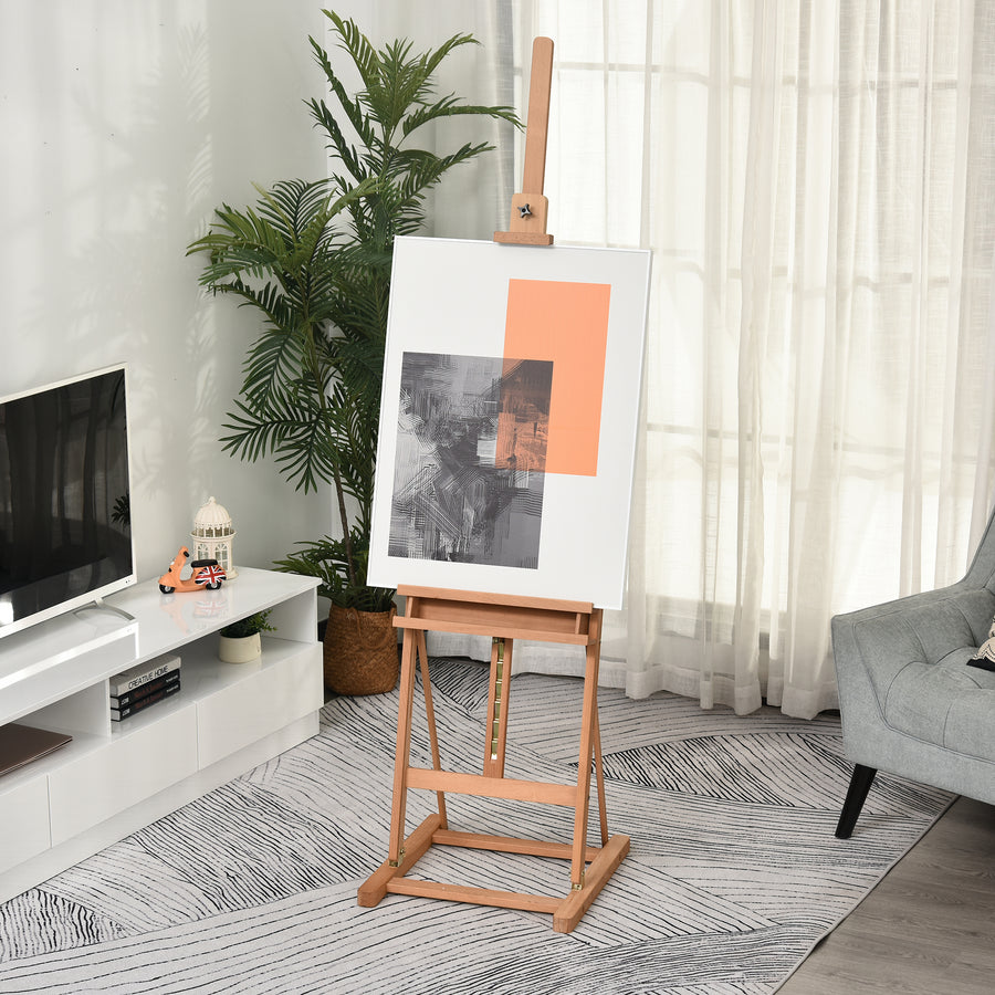 Wooden Easel Stand H-Frame Artist Easel with 171-230cm Adjustable Height and 0-80° Working Angles Beech Wood Art Easel for Displaying Painting Wedding Sign Nature Wood Finish