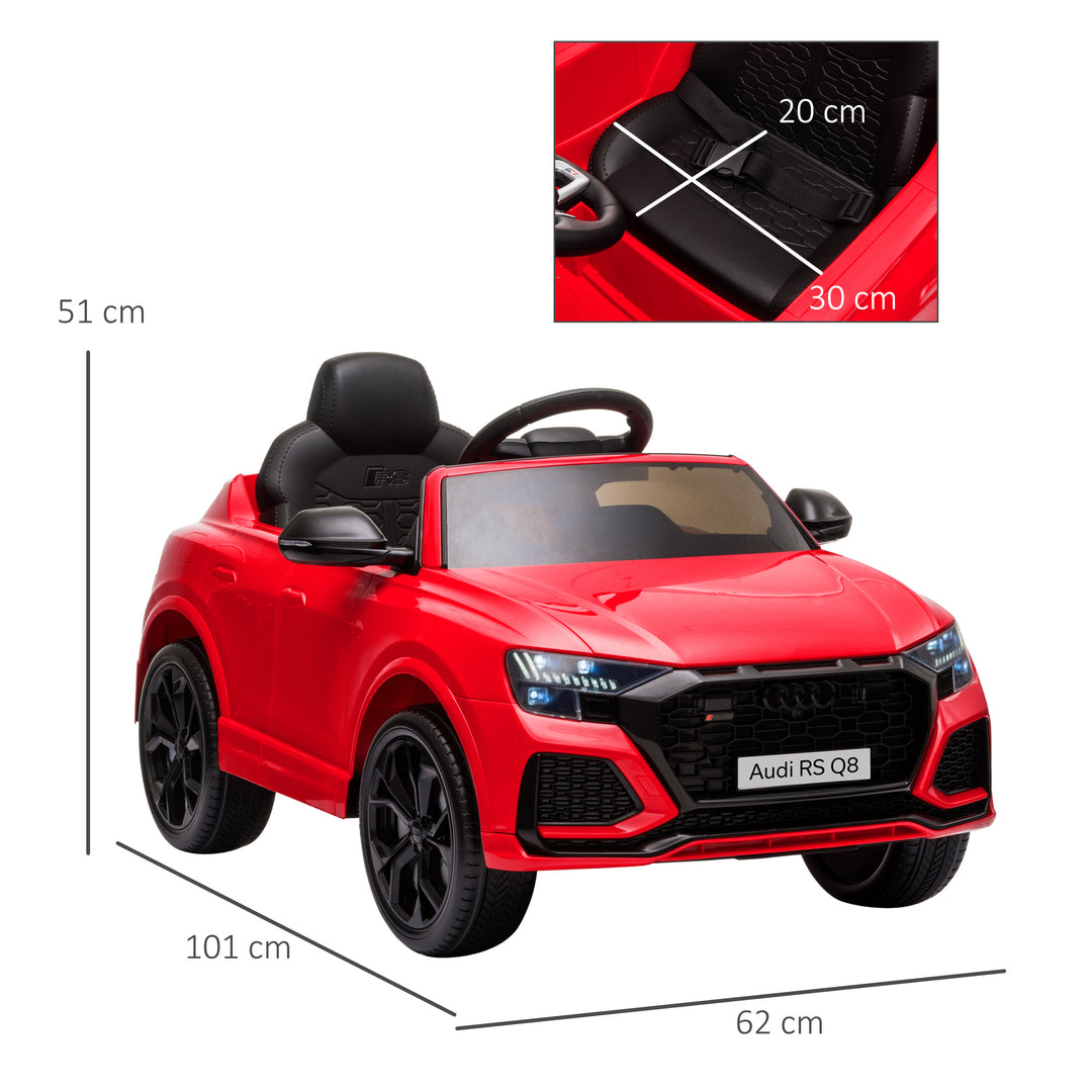 MCL Audi RS Q8 Licensed Electric Car for Kids, 6V Kids' Electric Ride on with Remote Control, 7Ah Big Battery, Lights Bluetooth, Music USB, for 3-5 Years Old, Red