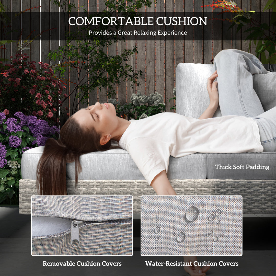 Three-Piece Corner Rattan Set, with Glass Tables