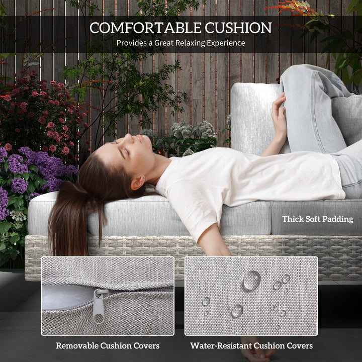 Three-Piece Corner Rattan Set, with Glass Tables