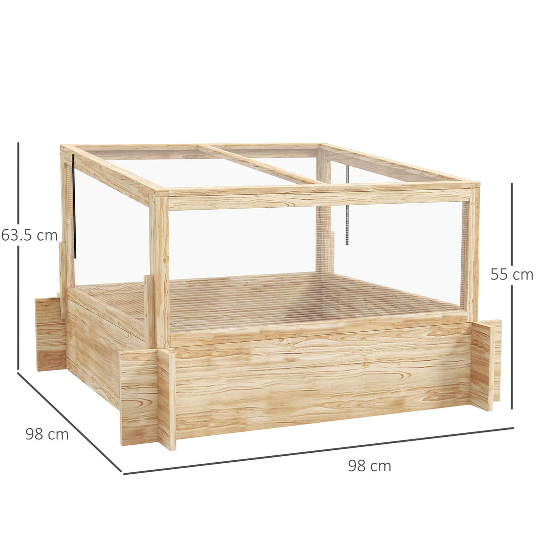 2-In-1 Wooden Greenhouse Planter Box - Natural