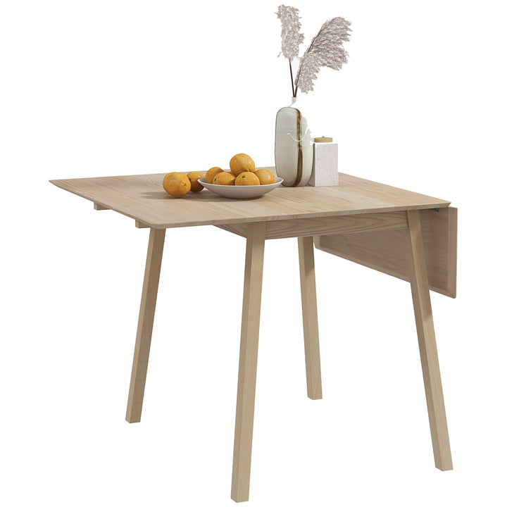 Solid Wood Folding Dining Table, Drop Leaf Table for 2-4 People, Rectangle Kitchen Table for Small Space, Natural Wood Finish