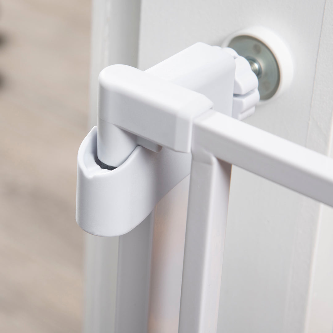 MCL Adjustable Pet Safety Gate Dog Barrier Home Fence Room Divider Stair Guard Mounting White (76 H x 75-82W cm)