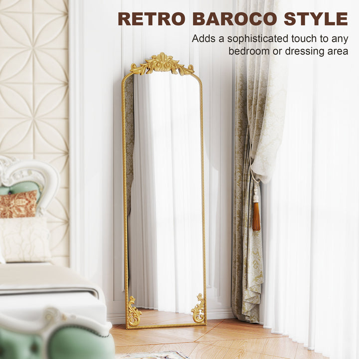 Full Length Mirror, 50 x 160 cm Floor Mirror with Baroque Metal Frame 