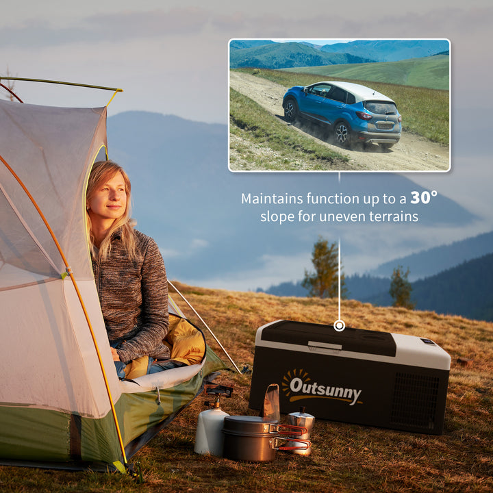 16L Portable Car Fridge, -20℃ to 10℃ Adjustable Temperature - Black/Grey