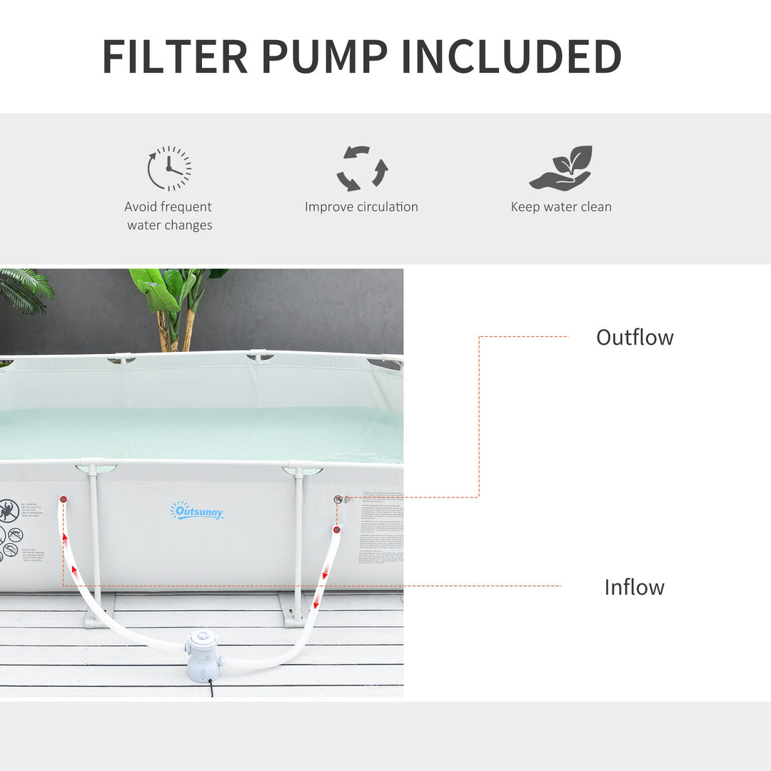 MCL Steel Frame Pool with Filter Pump, Filter Cartridge, Reinforced Sidewalls Rust Resistant Above Ground Swimming Pool 292 x 190 x 75cm, Grey