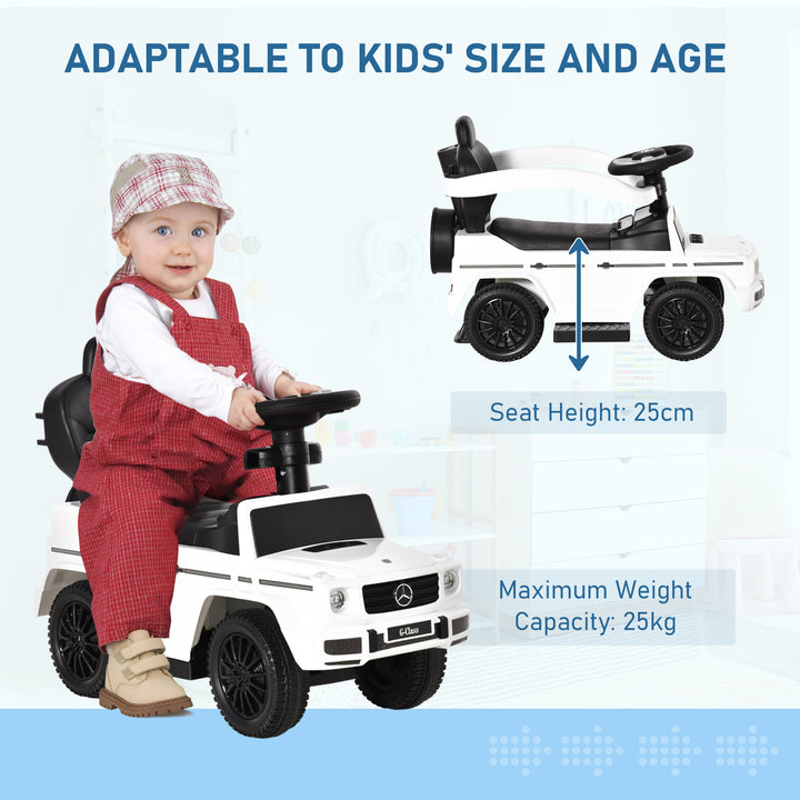 3 in 1 Kids Children Ride on Push Car Toddler Sliding Car G350 Licensed Walker Foot to Floor Slider Push-Along with Horn Steering Wheel NO POWER Manual, White
