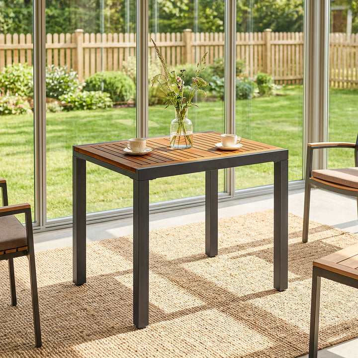 Patio Dining Table Expandable Outdoor Dining Table Acacia Wood Top 80-