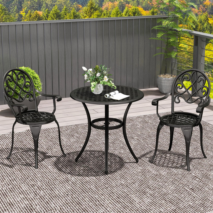 Three-Piece Elegant Aluminium Garden Set - Black