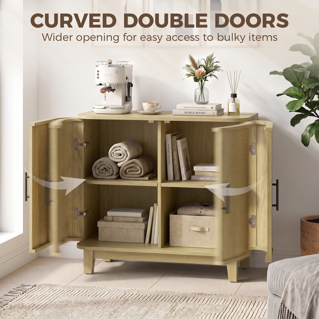 80cm Sideboard Buffet Cabinet, Storage Cabinet with 2 Curved Doors - view 4