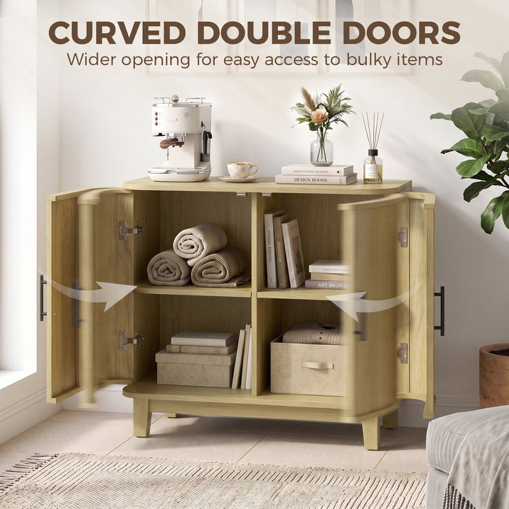 80cm Sideboard Buffet Cabinet, Storage Cabinet with 2 Curved Doors - view 4