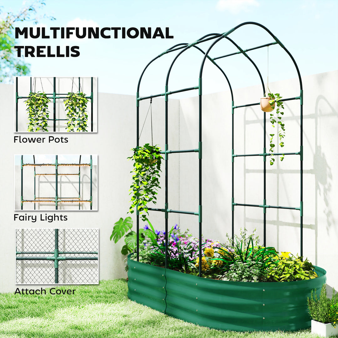 Galvanised Raised Garden Bed with Arched Trellis, 5 x 3 x 6ft Metal Ra