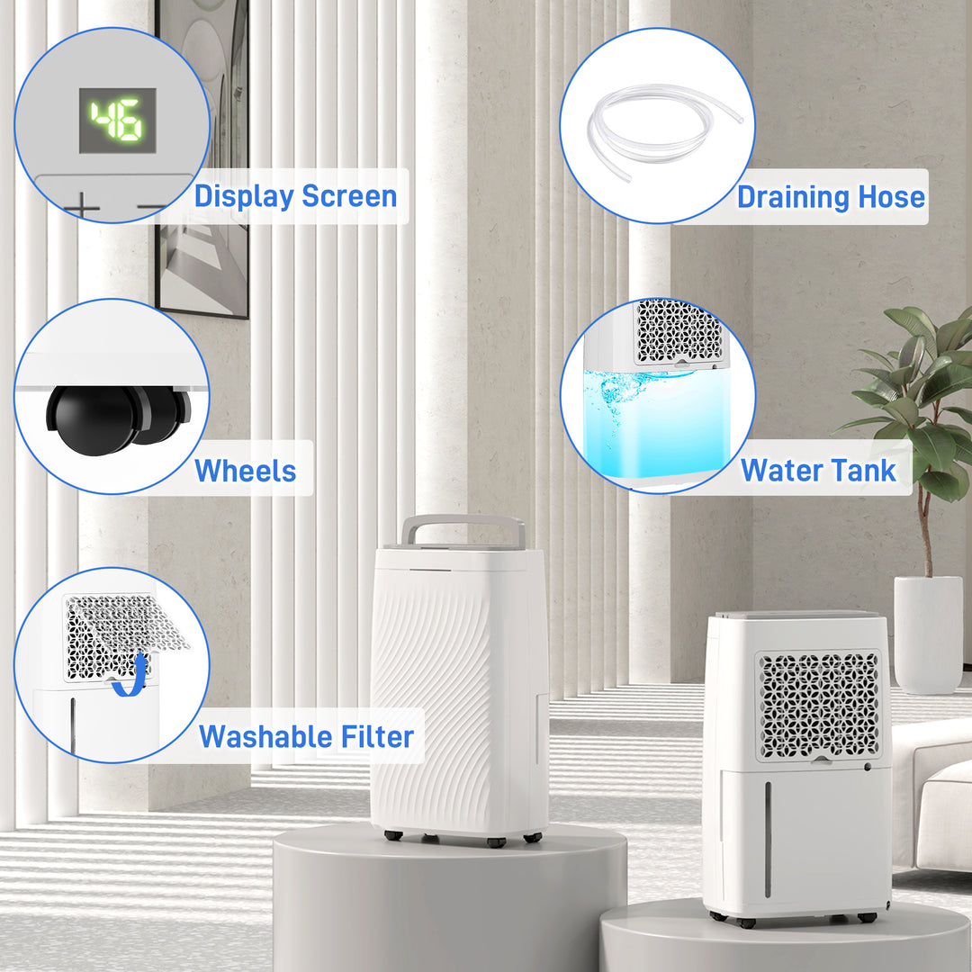 16L Multi-Mode Dehumidifier, with Wheels - White