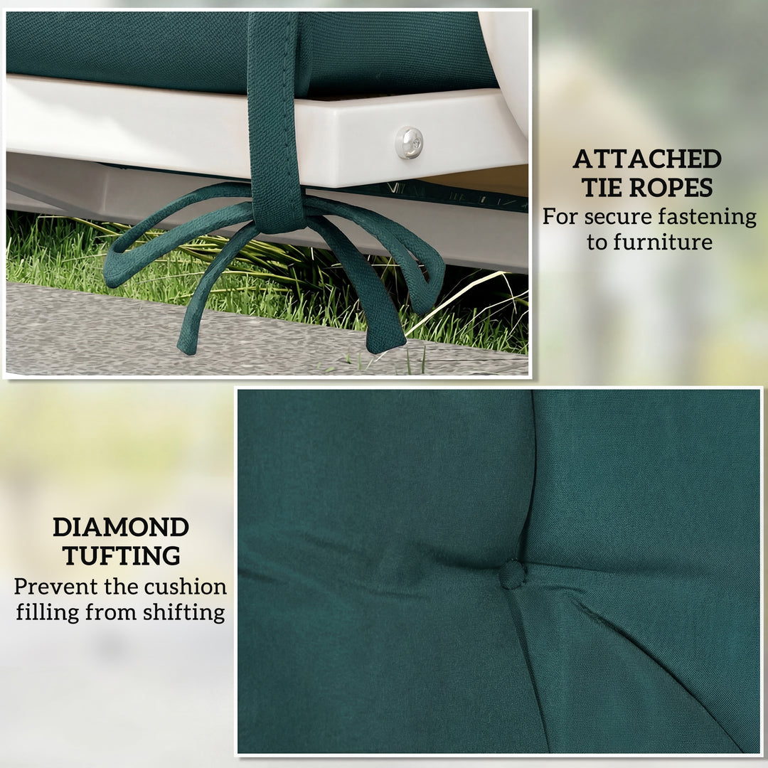 2 Seater Bench Pad, Garden Chair Cushion with Back and Ties for Indoor