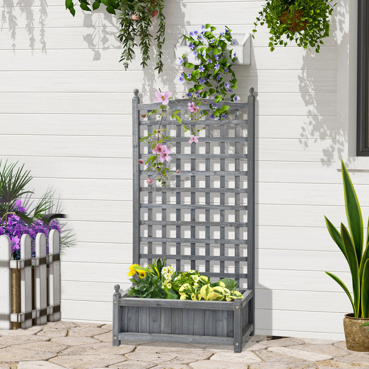 Garden Planters with Trellis for Climbing Vines, Wood Raised Beds for 