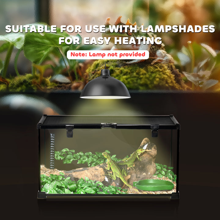 Glass Reptile Terrarium Insect Breeding Tank Vivarium Habitats with Thermometer for Lizards, Horned Frogs, Snakes, Spiders - Medium 50 x 30 x 25cm