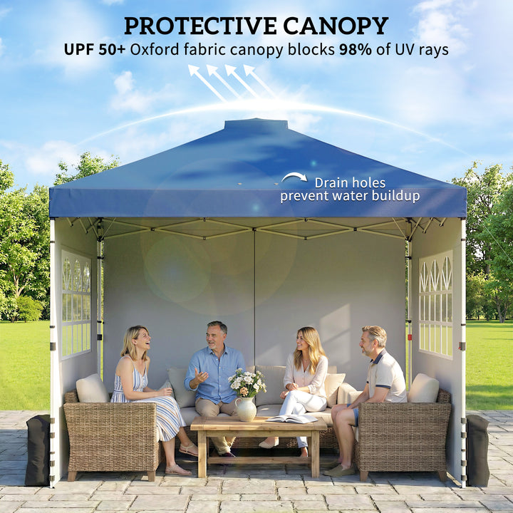 Pop Up Gazebo Waterproof Height Adjustable Canopy with 3 Sidewalls Whe