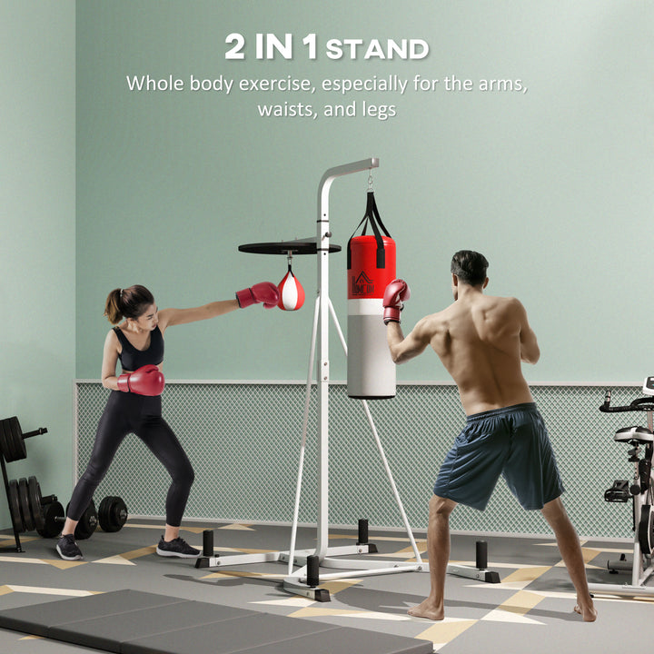 Freestanding Boxing Punch Bag & Speed ball Station, for Home Gym, White