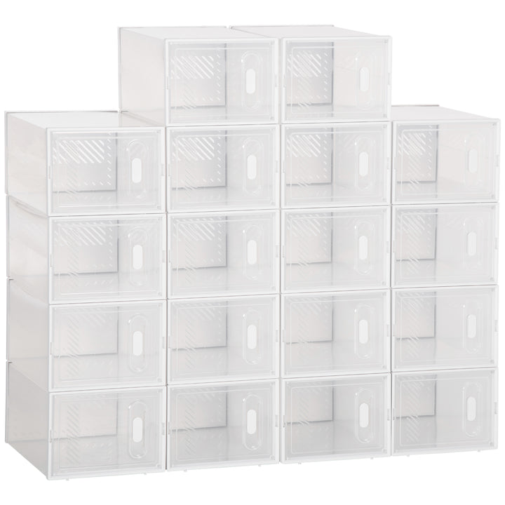 HOMCOM Cheap Storage Units Modular DIY Storage Unit with 18 Cubes, PP Plastic, Dust-Proof Doors, Handles, Great for Shoes Storage | Aosom UK