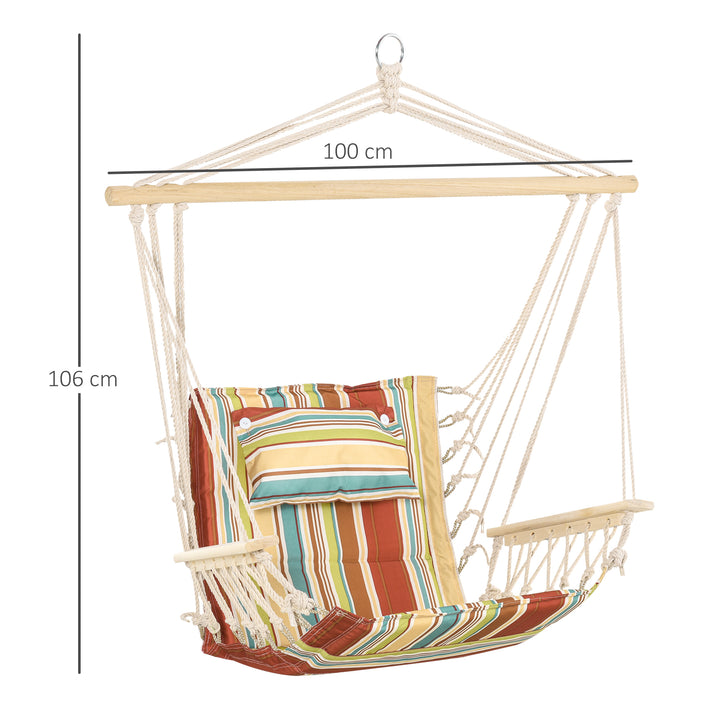 Outsunny Hanging Hammock Chair Swing Chair Thick Rope Frame Safe Wide Seat Indoor Outdoor Home, Patio, Yard, Garde Spot Stylish Multi
