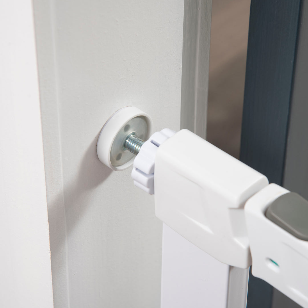 MCL Adjustable Pet Safety Gate Dog Barrier Home Fence Room Divider Stair Guard Mounting White (76 H x 75-82W cm)