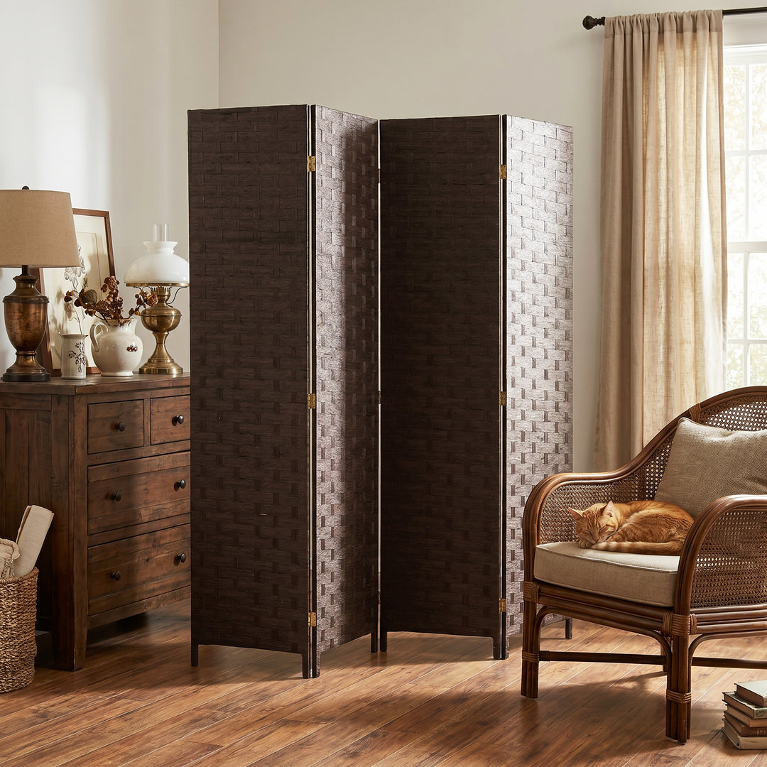 Wave Fibre Freestanding Folding Privacy Screen Panels, Room Divider, D
