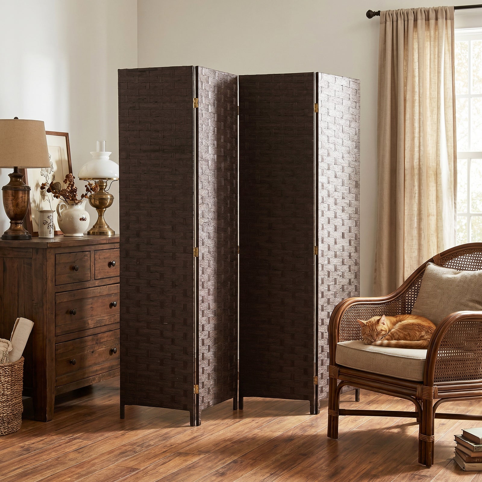 Wave Fibre Freestanding Folding Privacy Screen Panels, Room Divider, D