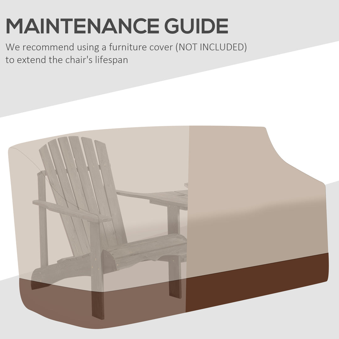 Wooden Outdoor Double Adirondack Chairs Loveseat w/ Centre Table and Umbrella Hole, Garden Patio Furniture for Lounging and Relaxing, Grey