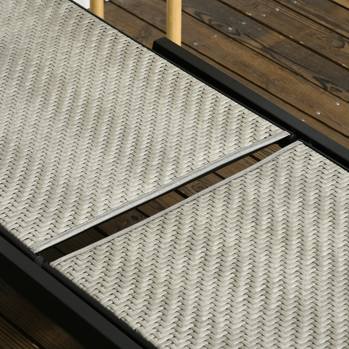 Rattan Sun Lounger, with Five-Position Back - Grey/Black