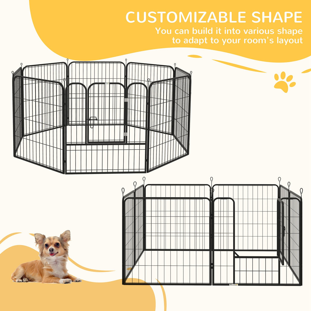 PawHut Heavy Duty 8 Panel Dog Play Pen Pet Playpen for Puppy Rabbit Enclosure Foldable Indoor Outdoor 80 x 80 cm | Aosom UK