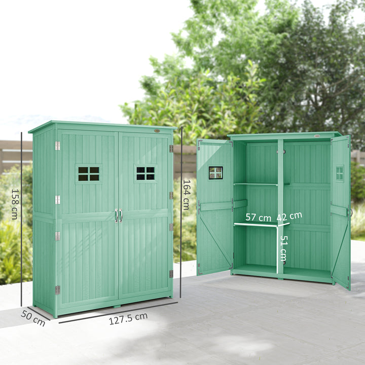 Wooden Garden Shed with Two Windows, Tool Storage Cabinet, Outdoor Dou