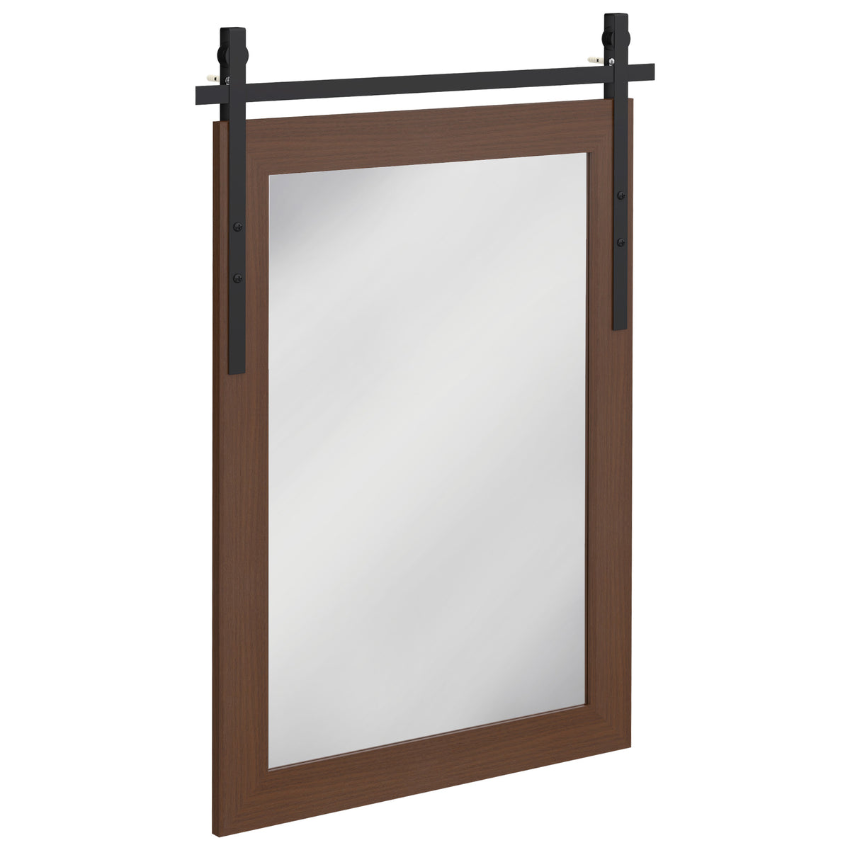 86.5 x 61 cm Rectangle Mirror, Farmhouse Wall Mirror for Living Room - Dark brown