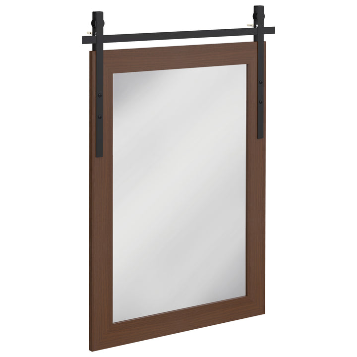 86.5 x 61 cm Rectangle Mirror, Farmhouse Wall Mirror for Living Room - Dark brown