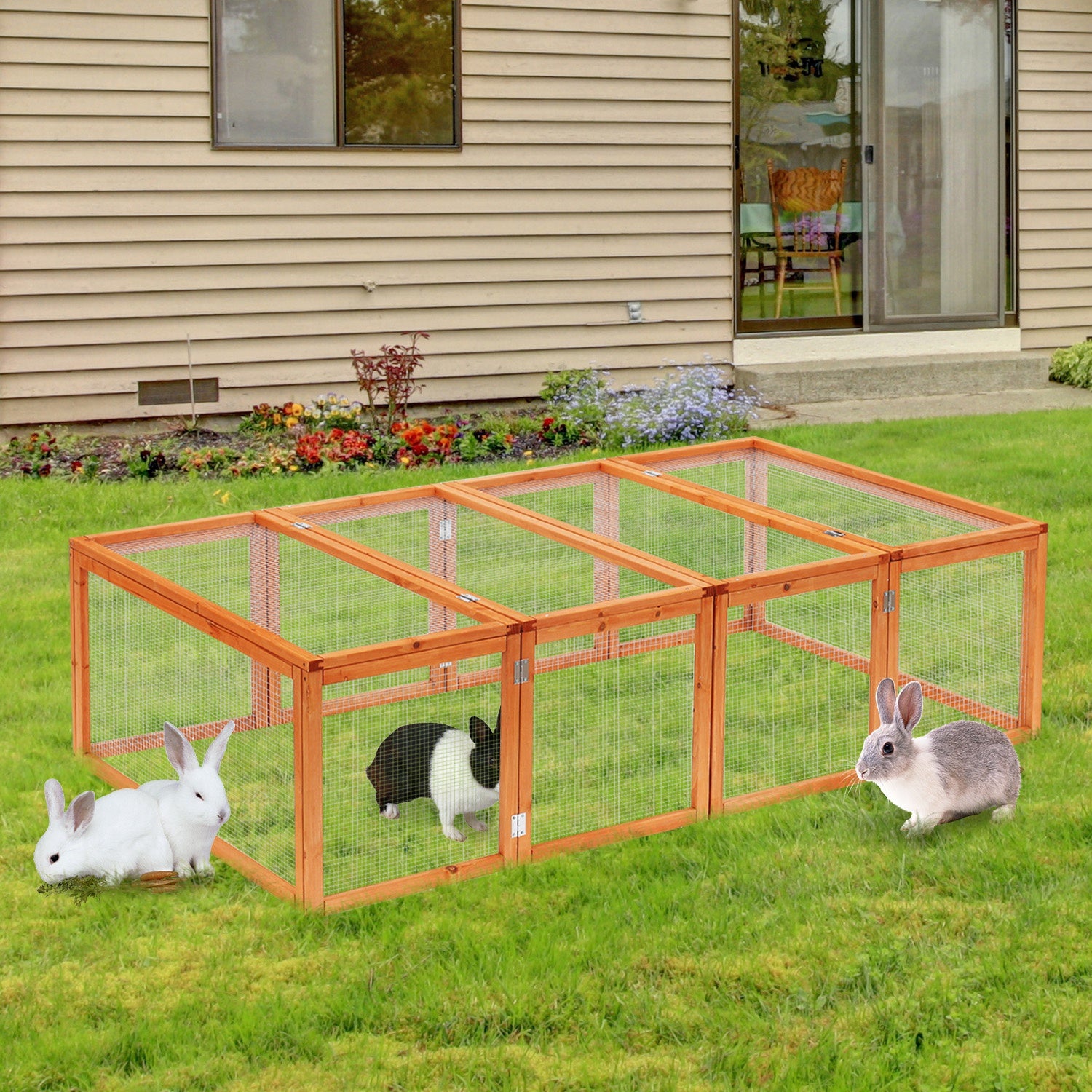 Guinea Pigs Hutches W/ Mesh Wire, 181Lx100Wx 48H cm-Wood