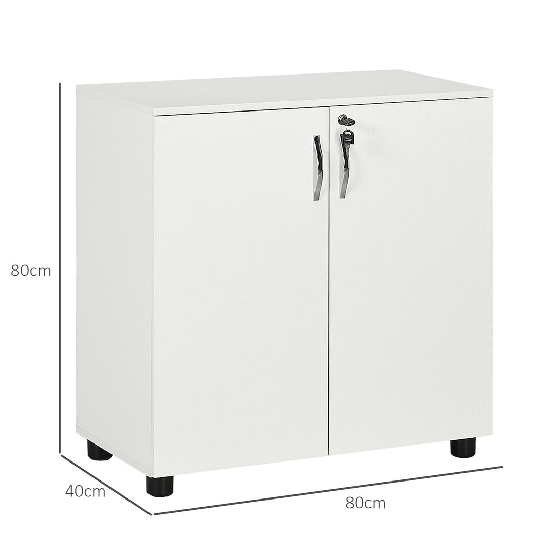 Two-Tier Locking Office Storage Cabinet - White