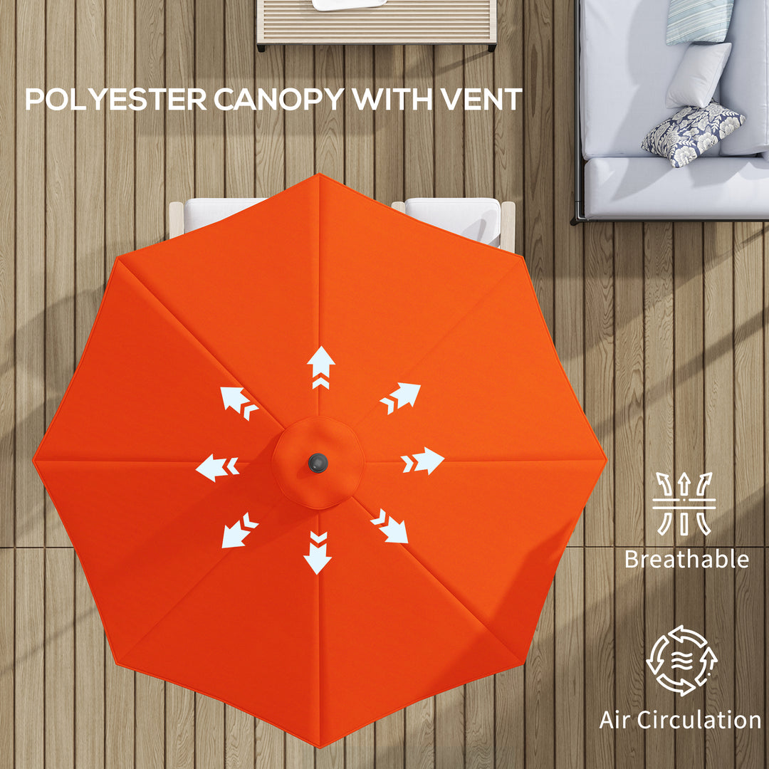 3 m Garden Parasol Umbrellas, Outdoor Sun Shade with 8 Ribs, Tilt and Crank Handle for Balcony, Bench, Garden, Orange