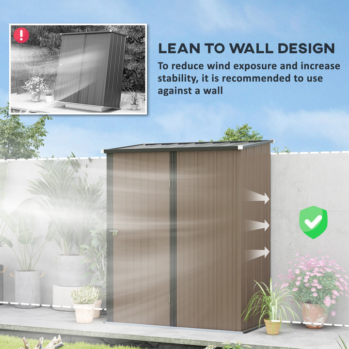 5.3 x 3.1ft Corrugated Steel Garden Shed - Brown