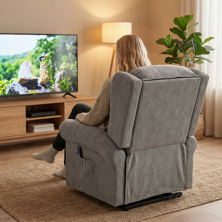 Velvet-Feel Electric Riser Recliner Chair, Power Lift Recliner Chair f