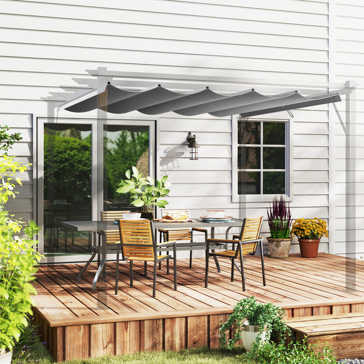 Retractable Pergola Shade Cover, Replacement Canopy Fabric for 3 x 3 (m) Pergola, Gazebo Retractable Roof, Light Grey