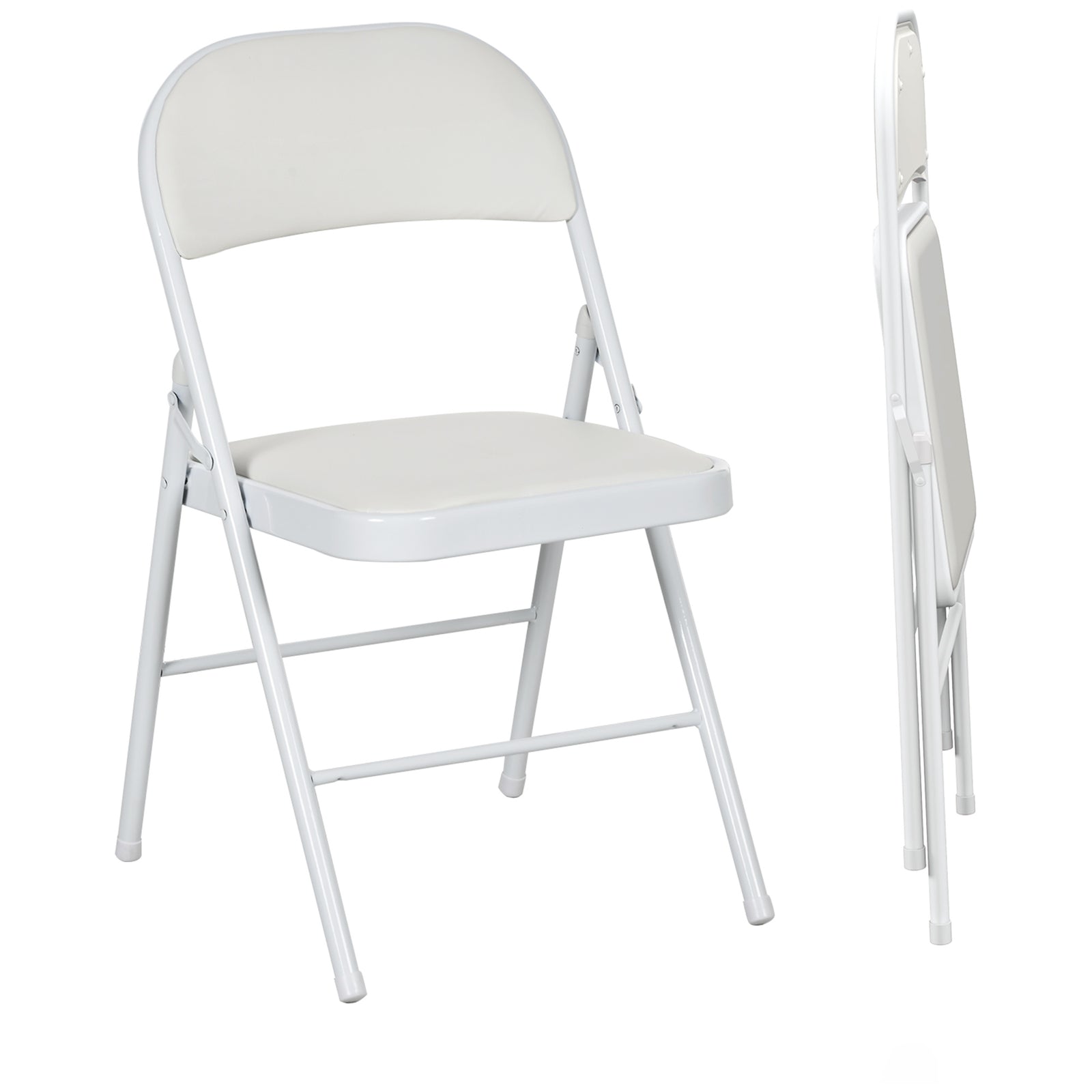 Set of Two Cushioned Folding Chairs - White