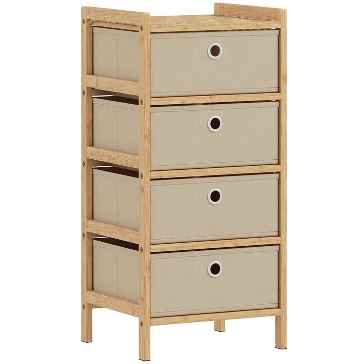 Chest of Drawers, 4 Fabric Drawers Narrow Dresser with Bamboo Frame, C
