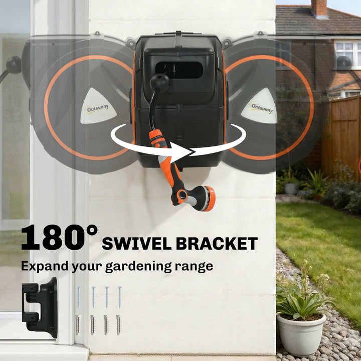 23+2m Retractable Hose Reel Wall Mounted with Auto Retraction, Self-Lo