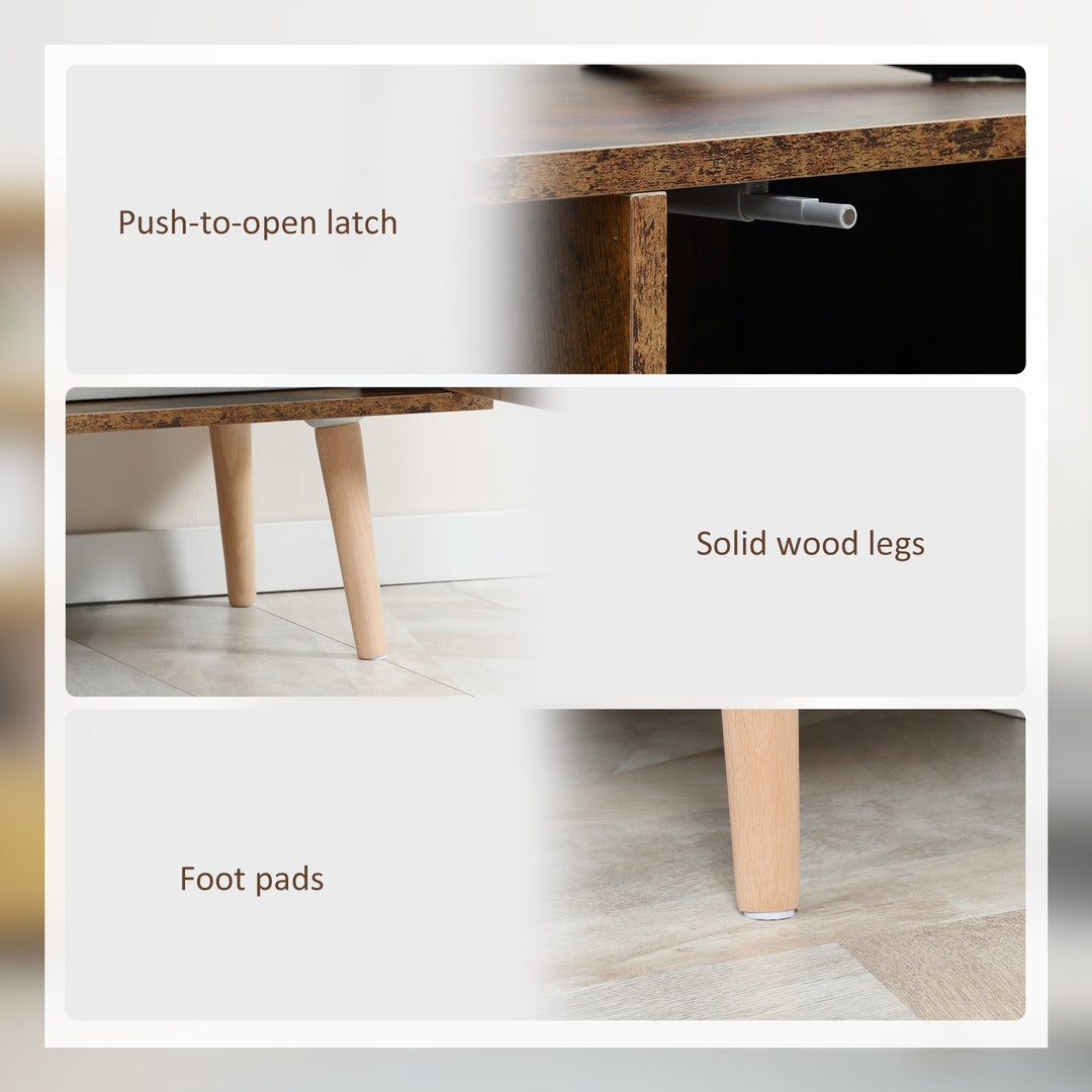 MCL TV Stand Cabinet up to 55 Inches, TV Unit with Single Door and Open Shelves, Cable Holes for Living Room, Bedroom, Brown