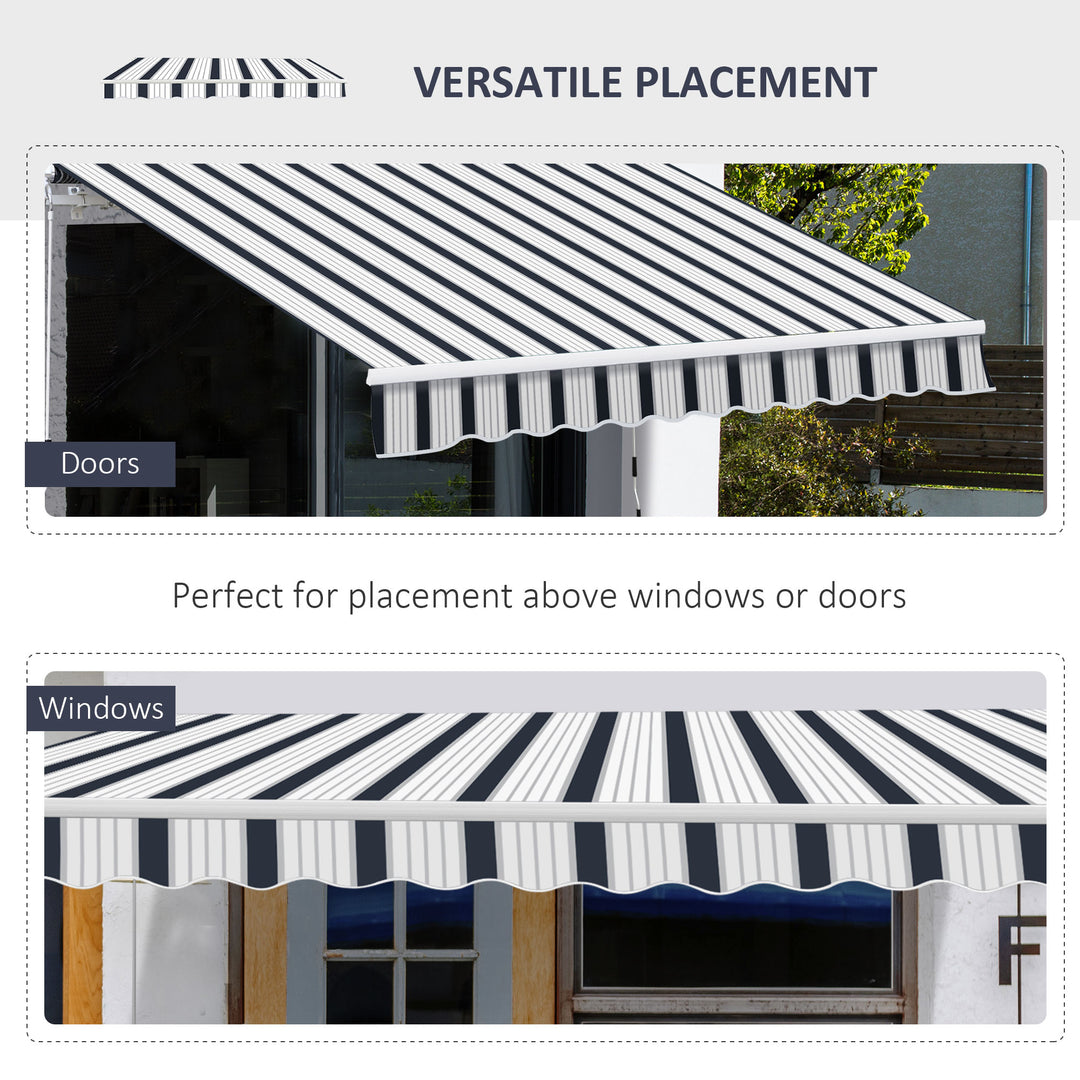 Manual Retractable Awning, 4x3 m-Blue/White