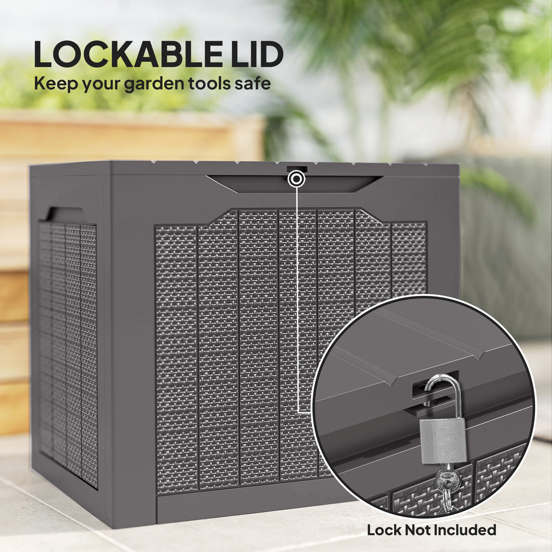93L Plastic Garden Storage Box, Outdoor Storage Box with Handles, Waterproof Outdoor Storage Container