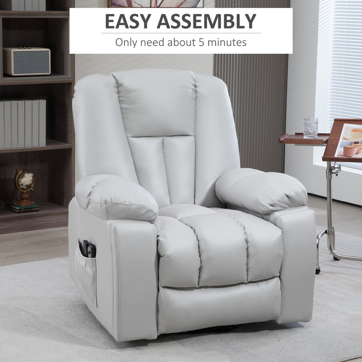 Leathaire Eight Massage Point Armchair, with Reclining Back - Light Grey